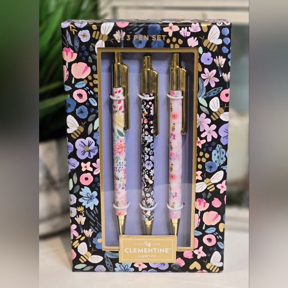 Floral Pen Set - Black, Pink, White - Picture 2 of 4